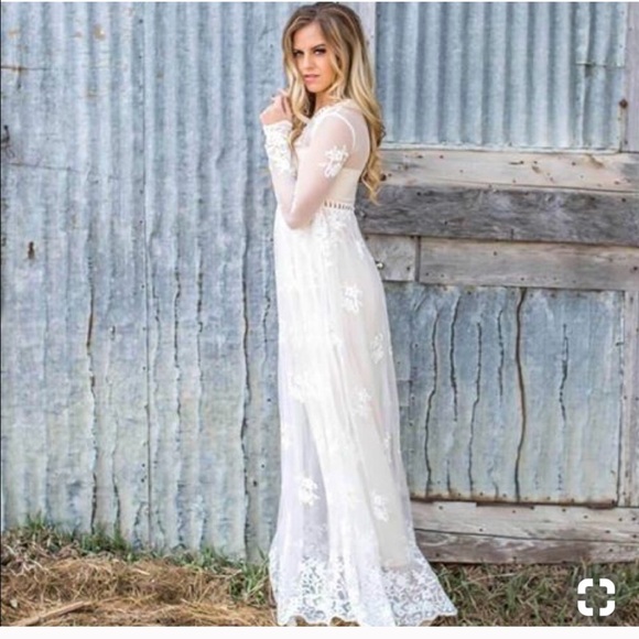 Dresses & Skirts - White Lace long dress/Long sleeve